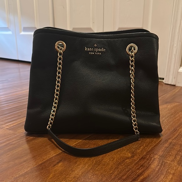 Kate Spade Black Shoulder Bag with Gold Chain Straps - Picture 1 of 5